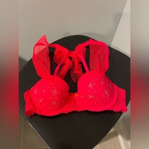 Victoria's Secret Vibrant Red/Pink size 32C dream angels lace bra balconet